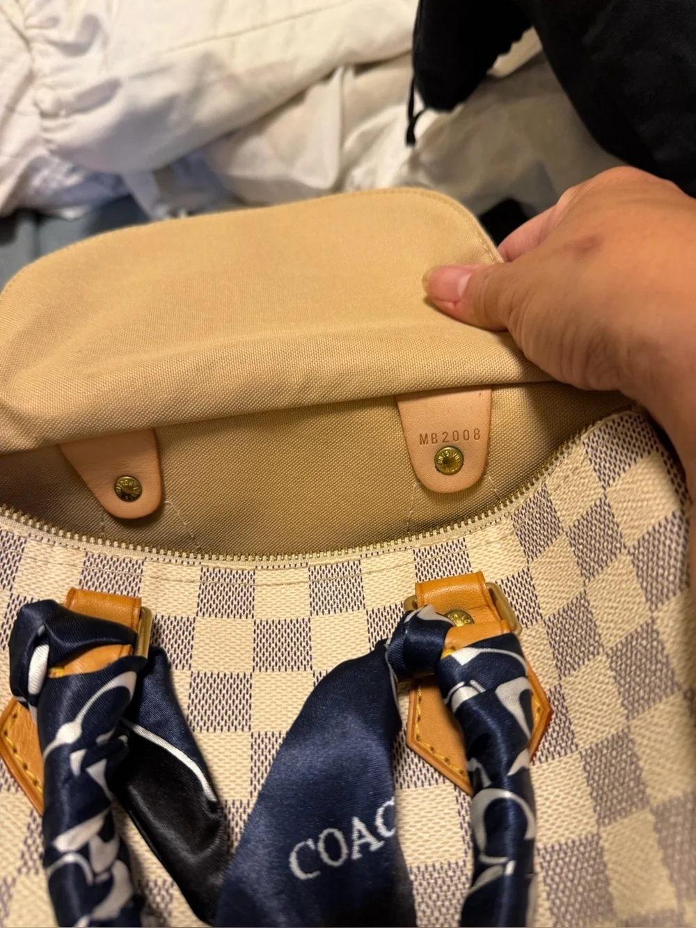Louis Vuitton Mini Speedy in Cream and Blue Check 2008